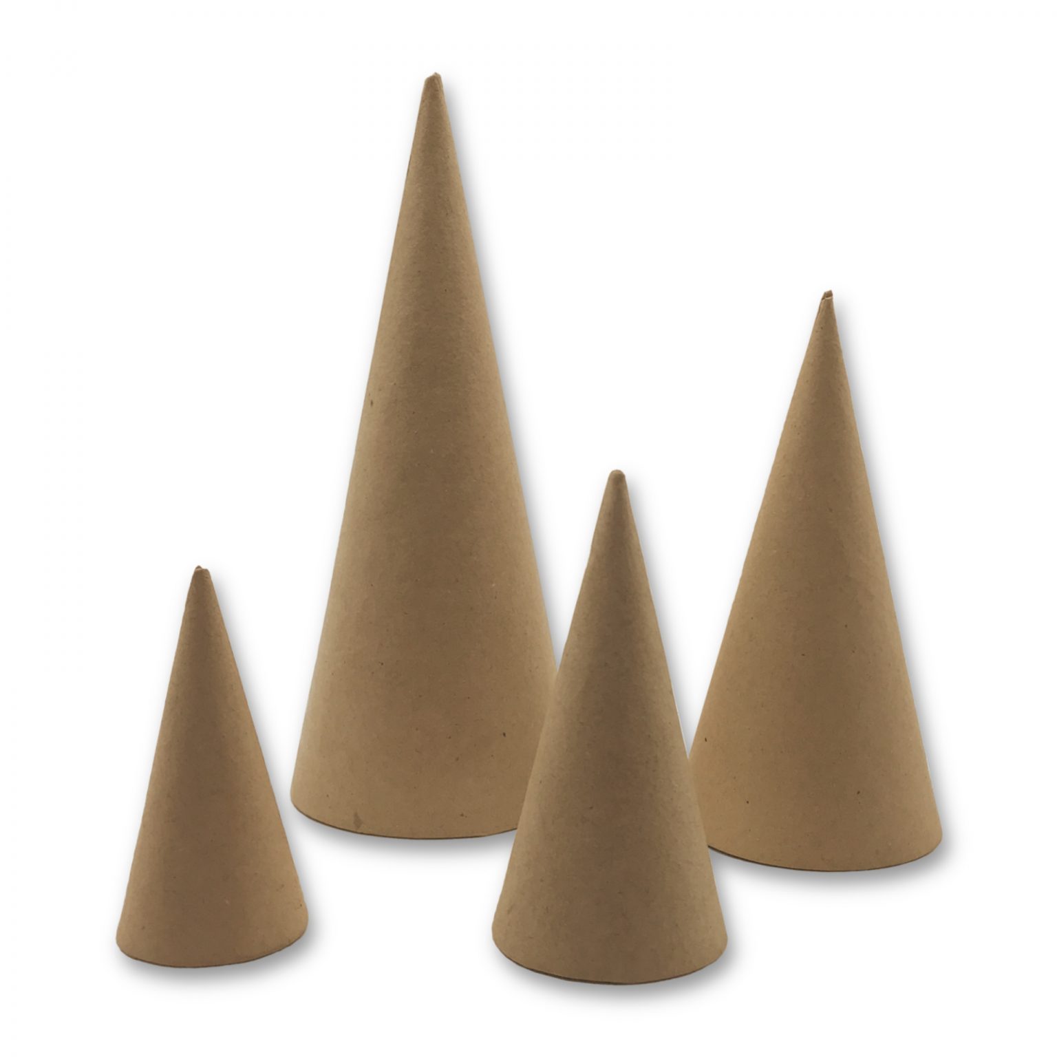 265490 Papier-maché Kegels 8-10-14-20 cm