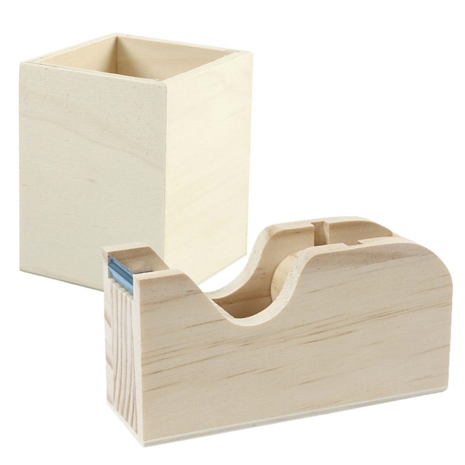 Pennenbakje en Plakbandhouder - Hout