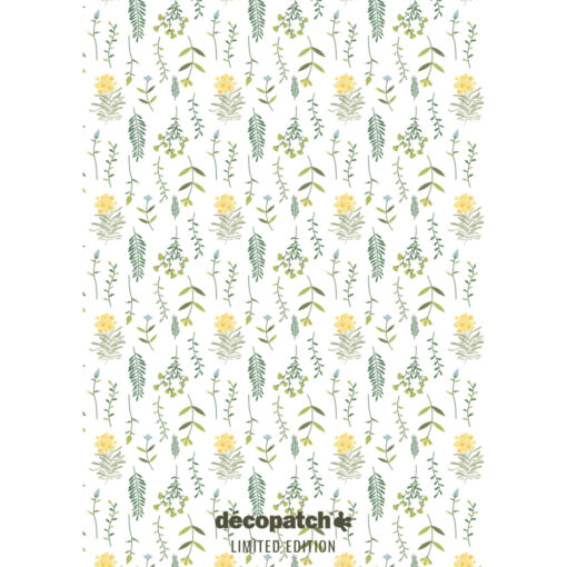TD842 Décopatch Papier Pocket - Botanical Bloemen op wit
