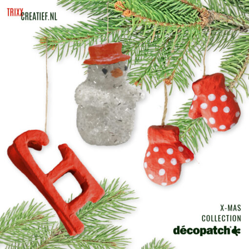 Trixx Creatief - NO021 NO047 NO048 Décopatch Kersthangers Sneeuwpop Slee Wanten