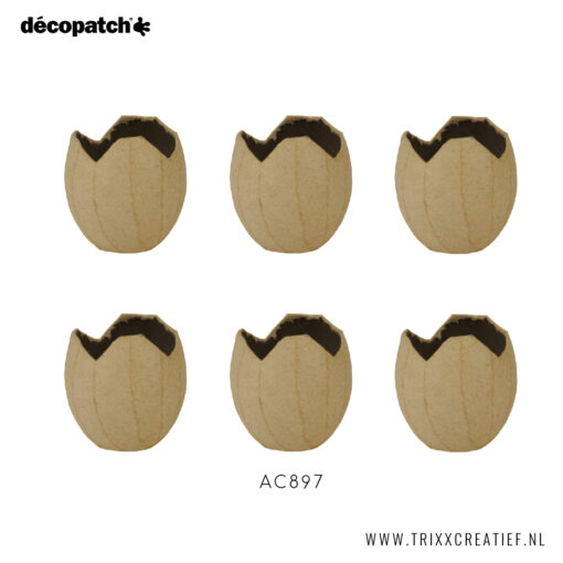 AC897 Eieren - 6 Stuks - Décopatch Papier-maché - Trixx Creatief