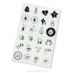 NA0102 - 24 Advent Stickers - Zwart Wit - Trixx Creatief