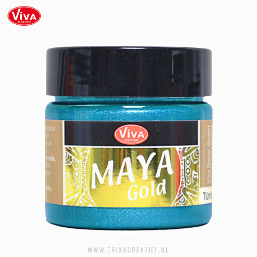 123265034 - Turquoise - Viva Decor Metallicverf Maya Gold - Trixx Creatief